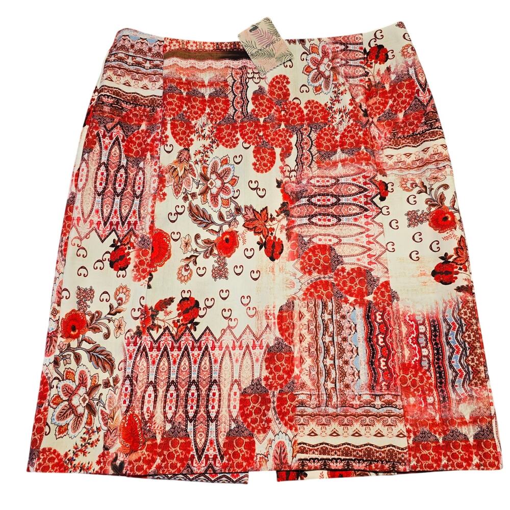 Encuentro Pink Off White Mini Skirt NEW Women Size 10 EU 40 Stretch Floral Aline
